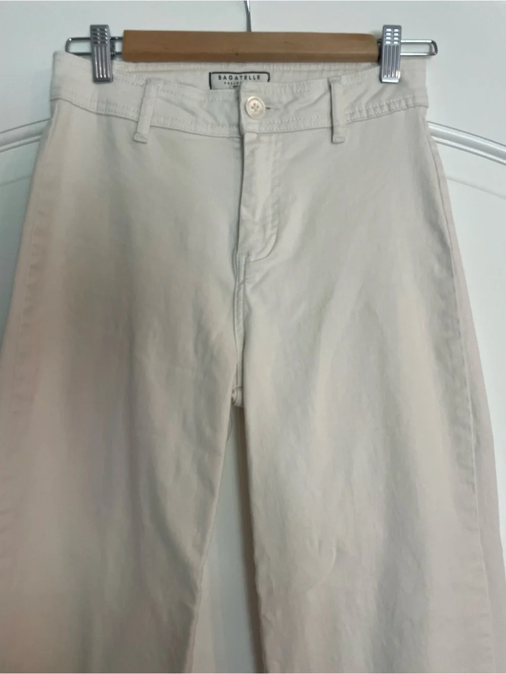 Bagatelle Collection Women's Ivory Wide-Leg Twill Cotton Pants Pockets Size 2